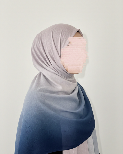 Modal Crinkle Hijab - Ombre Blue
